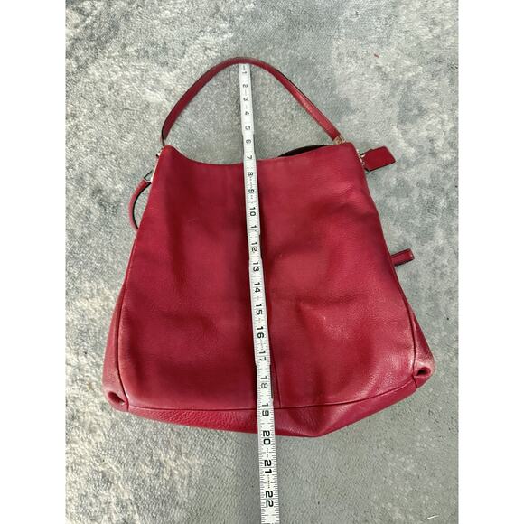 Coach Madison Scarlet Leather Phoebe Shoulder Bag Purse Scarlet Hobo w/ Dustbag - Picture 13 of 16